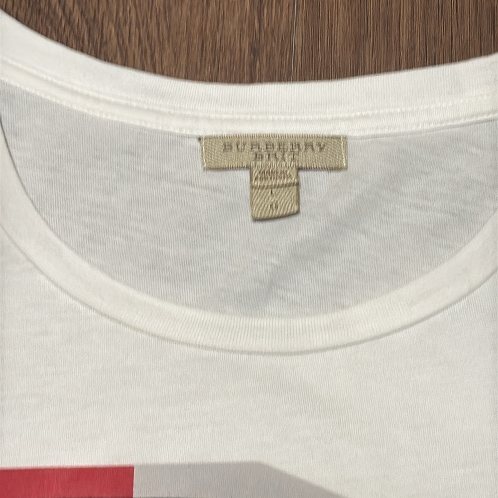 Burberry Brit Graphic Logo T-Shirt White Cotton Size Large Designer Tee - Picture 2 of 8